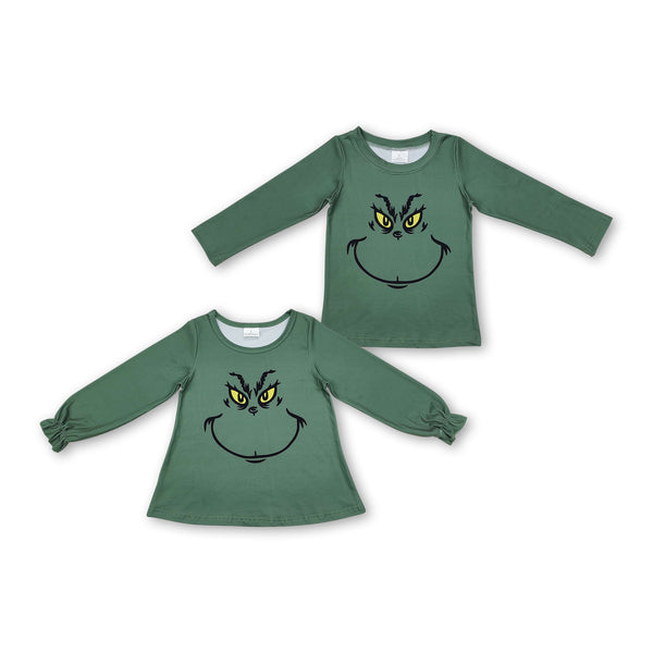 RTS toddler christmas clothes green cartoon shirt top