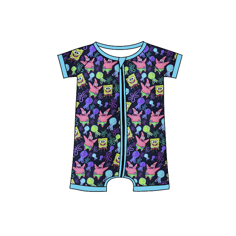 Custom order MOQ 3pcs each design baby  boy clothes cartoon zipper boy summer romper 5