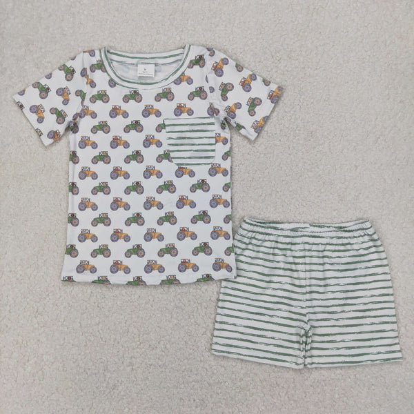 BSSO1354 RTS boy clothes truck pocket boy summer set