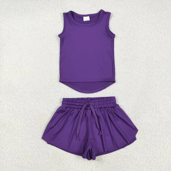 RTS toddler clothes matching clothing solid color set kids summer yoga clothing