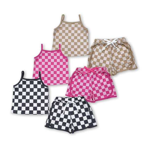 girl clothes plaid colorful toddler girl summer shorts set