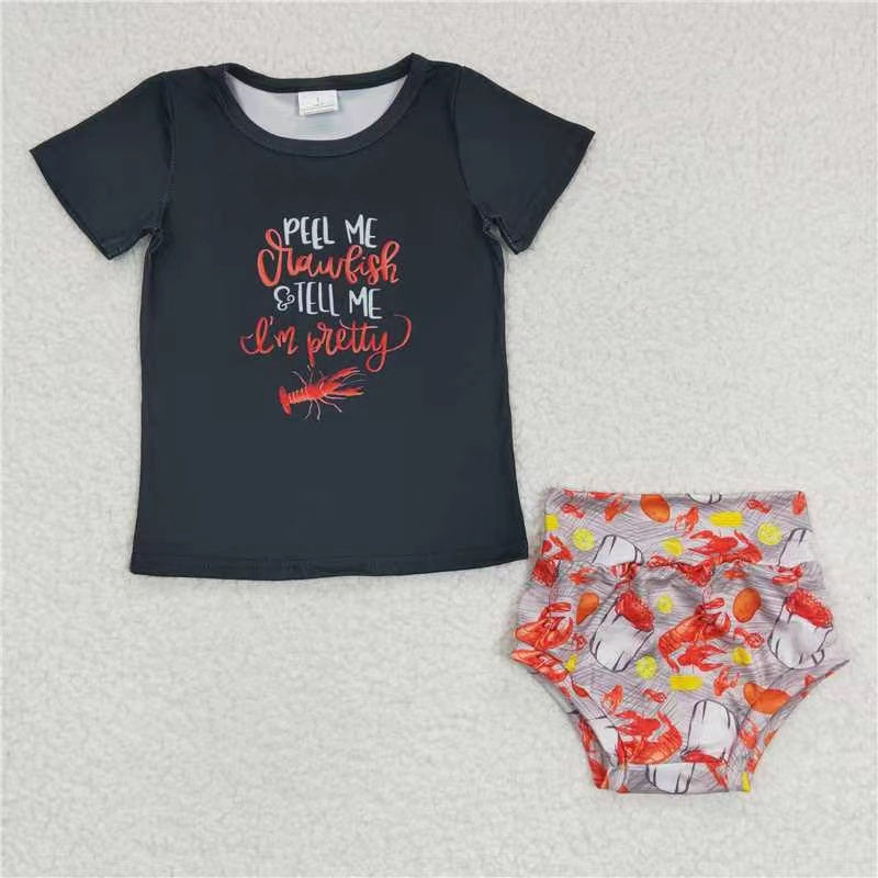 B16-14baby girl clothes crawfish summer bummies set bloomer set-promotion 2024.5.25 $2.99