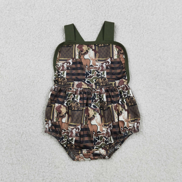 SR3927 RTS baby boy clothes hunting print toddler boy summer bubble