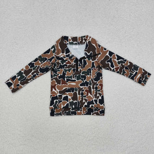 BT1038 RTS toddler boy clothes camouflage boy winter zipper top pollover