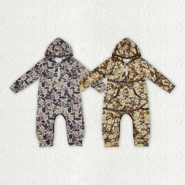 RTS Matching clothing kids duck camo print baby long sleeve hooded romper-2026.10.7