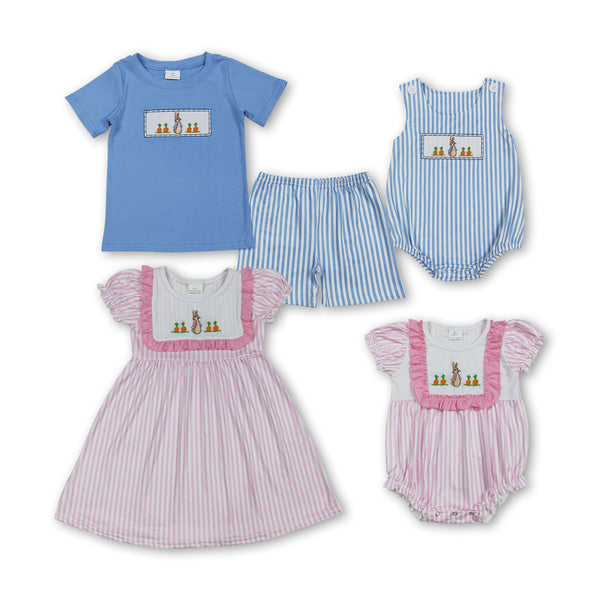 RTS kids summer matching clothes easter bunny embroidery girl spring clothes