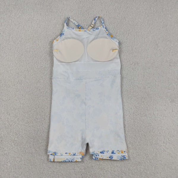 GSD3565 RTS toddler girl clothes floral girl summer yoga clothes sports dress