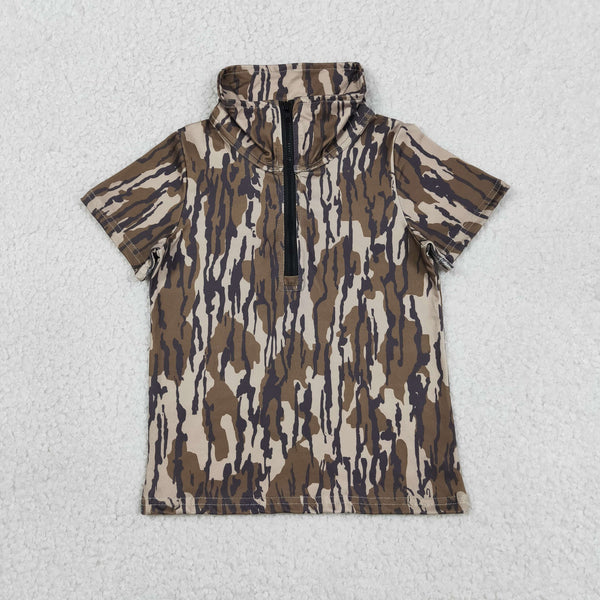 BT1726 RTS toddler boy clothes camo boy summer top shirt zipper shirt pollover