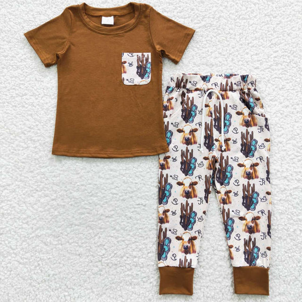 BSPO0107 baby boy clothes cow brown boy spring outfit-promotion 2025.1.4 $5.5