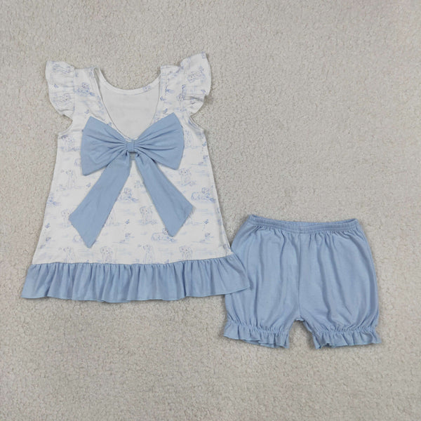 GSSO3061  3-6M to 6-7T RTS baby girl clothes pubby print toddler girl summer outfit summer shorts set