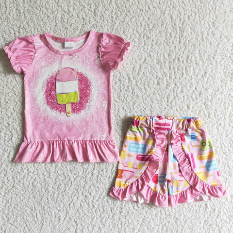 C10-26girl clothing summer pink popsicle set-promotion 2024.4.5 $5.5