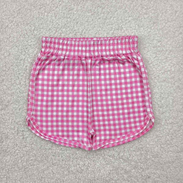 SS0472 RTS girl clothes pink gingham girl summer shorts