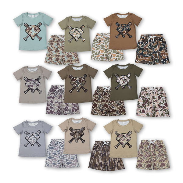 RTS baby clothes  baseball print boy summer shorts set-2025.12.9
