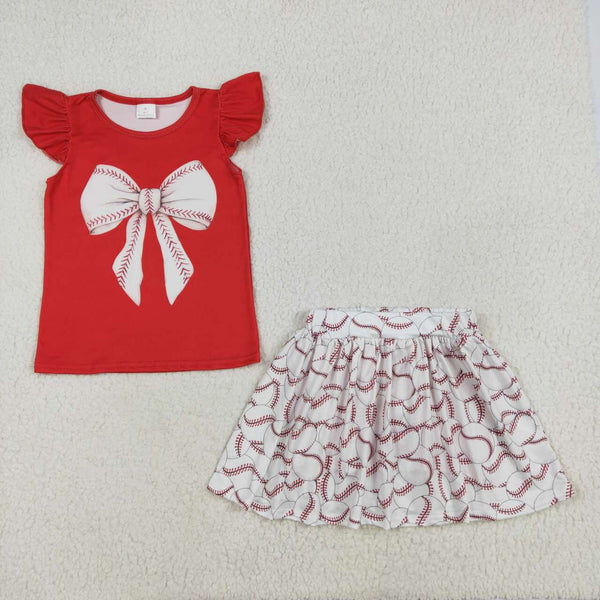 GSD1722 RTS  baby girl clothes baseball toddler girl summer outfit skirt set