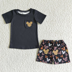 BSSO0042 kids clothing boy summer black pocket set-promotion 2024.4.5 $5.5