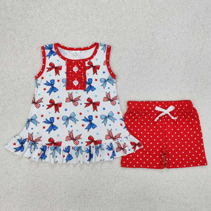 GSSO1991 RTS girl clothes bows toddler girl 4th of July Patriotic summer outfit