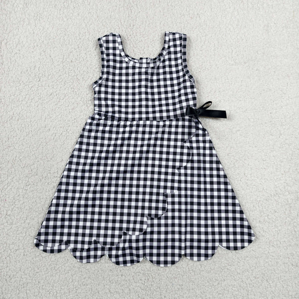 GSD3777 RTS toddler clothes black gingham girl yoga summer dress