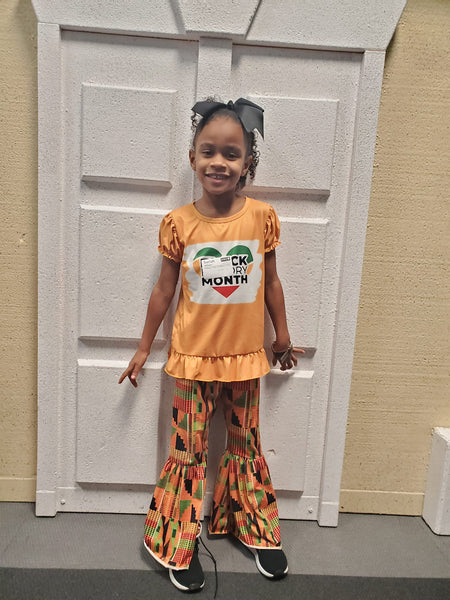 girl black history month short sleeve spring fall set