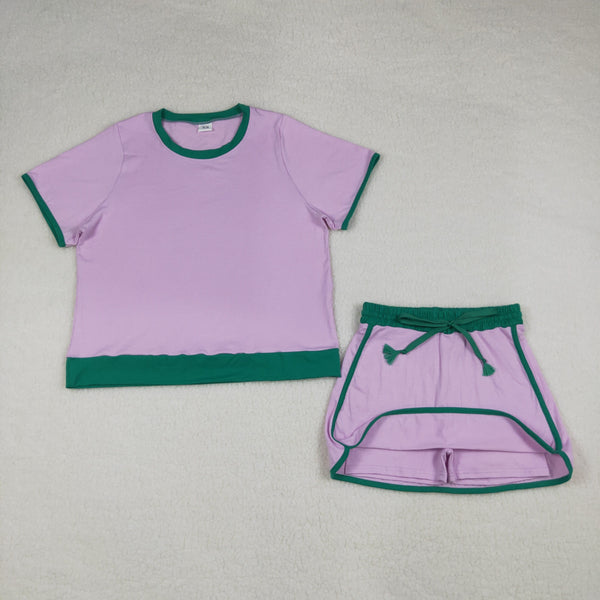 GSD3675 RTS adult pajamas cotton adult women summer set summer shorts set