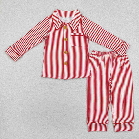 BLP0980 RTS toddler boy clothes stripe boy winter christmas pajamas set