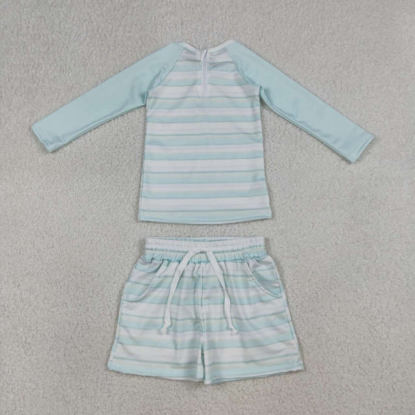 S0649 RTS Kids boy clothes blue long sleeve boy summer swimsuit beach wear
