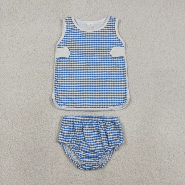 RTS GBO0531  toddler boy clothes gingham boy 4th of July patriotic summer bummies set