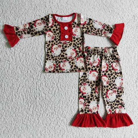 GLP0218 christmas pajamas santa claus girl set