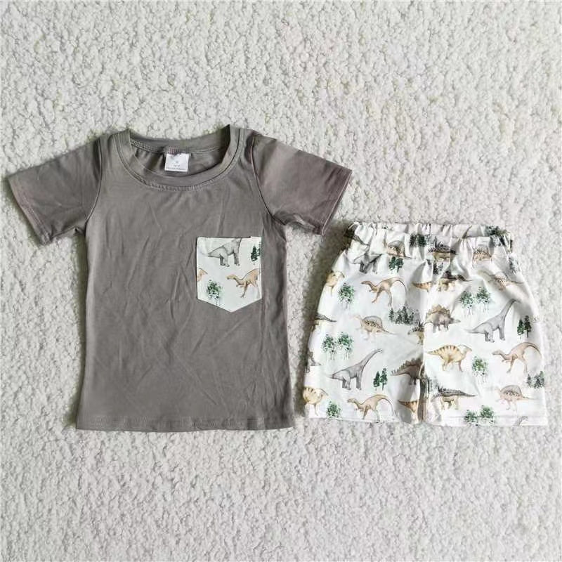 D11-12 baby boy clothes summer dinosaur summer shorts set-promotion 2024.6.8 $5.5