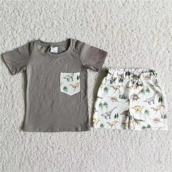 D11-12 baby boy clothes summer dinosaur summer shorts set-promotion 2024.6.8 $5.5