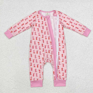 LR1843 RTS baby girl clothes boots western clothes pink baby girl winter  romper-bamboo