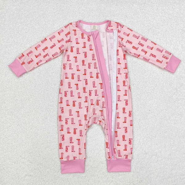 LR1843 RTS baby girl clothes boots western clothes pink baby girl winter  romper-bamboo