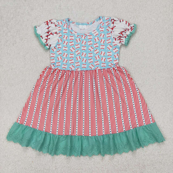 GSD1749 RTS toddler clothes baseball baby girl summer dress