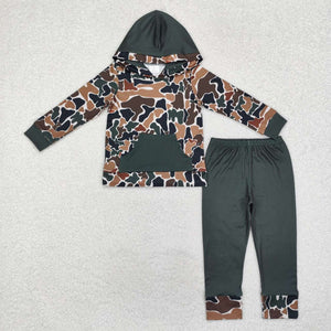 BLP0962 RTS toddler boy clothes camouflage boy winter hoodie set camo hoodies outfit