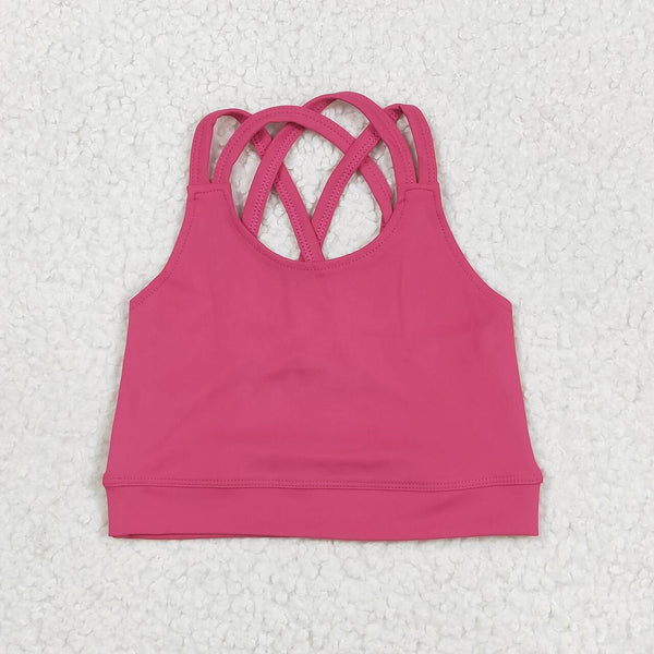 GSD2442 RTS girl clothes pink girl summer top vest yoga clothes atheletic clothes
