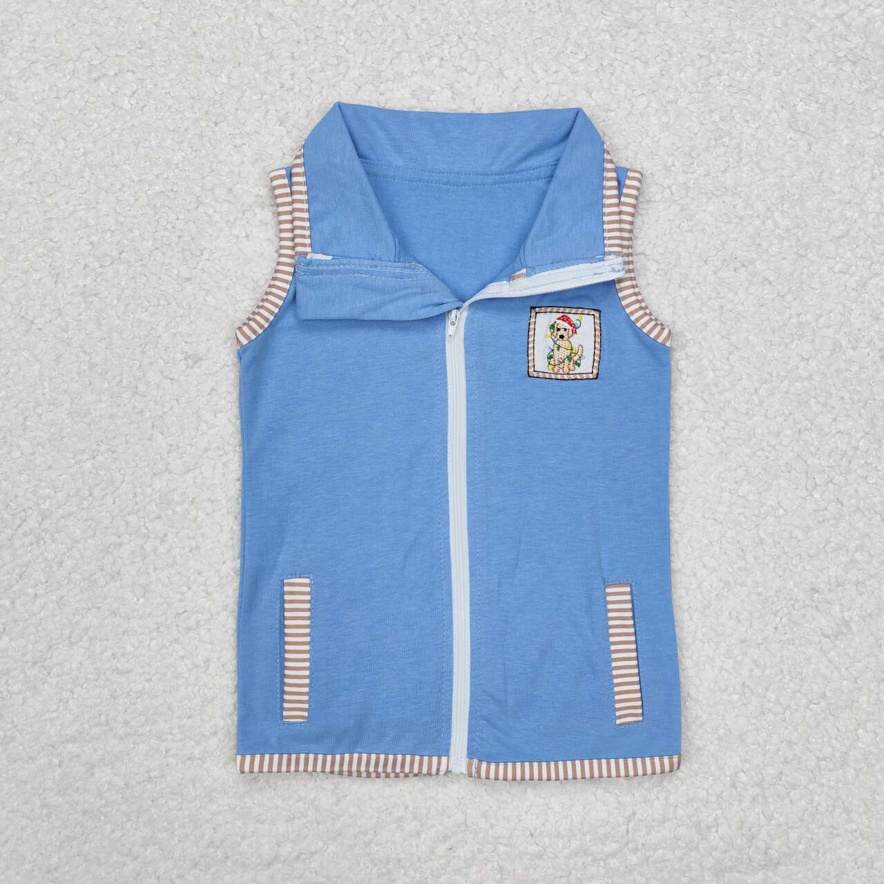 BT0860 RTS toddler boy clothes pubby boy winter christmas vest top embroidery