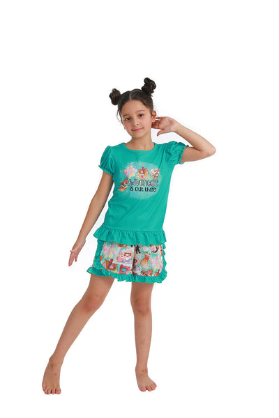 B12-25 girl clothes adventure summer cartoon short sleeve set-promotion 2024.3.9 $5.5