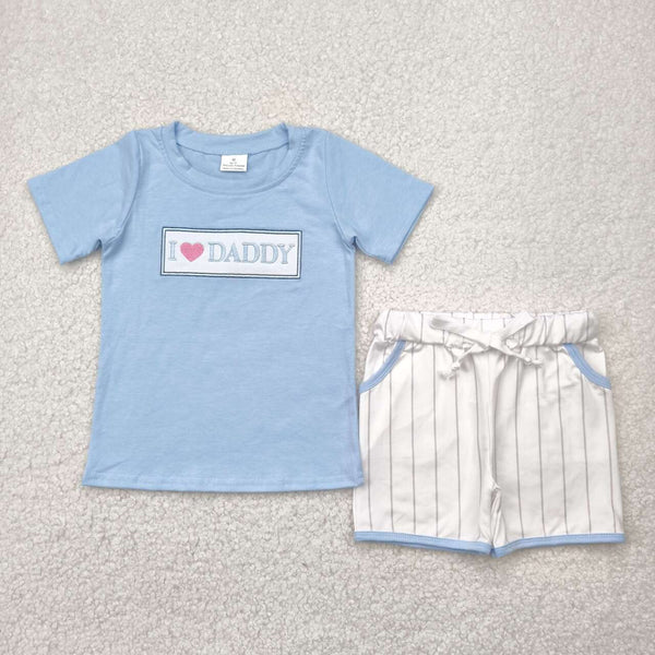 BSSO1434 RTS boy clothes love daddy toddler boy summer outfit