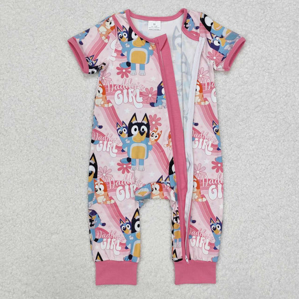 SR2105 RTS newborn baby clothes cartoon dog girl summer romper