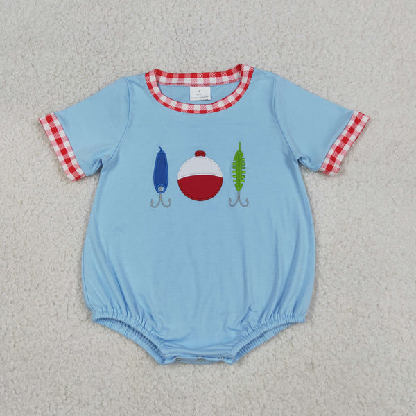 SR3577 RTS baby boy clothes fish embroidery boy summer bubble