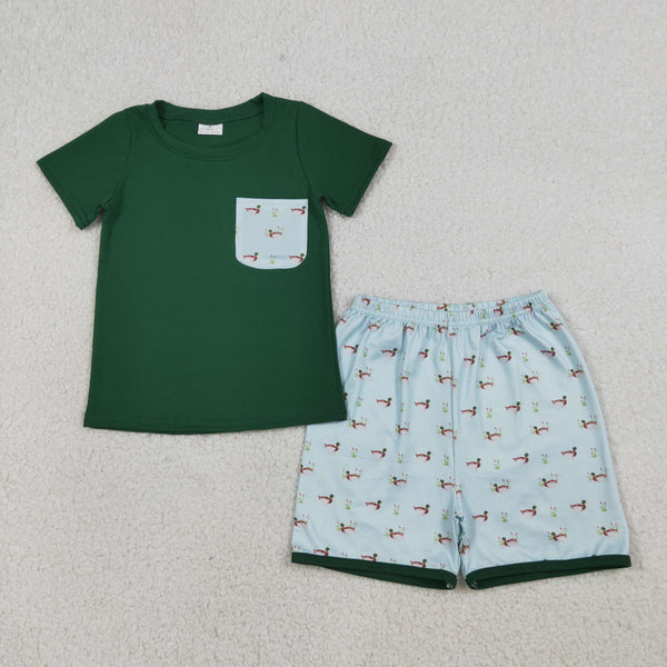 BSSO1899 RTS kids boy clothes mallards hunting clothes boy summer shorts set