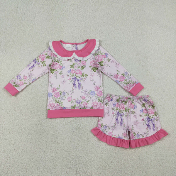 GLS0082 RTS  toddler girl clothes floral girl summer set skirt outfit