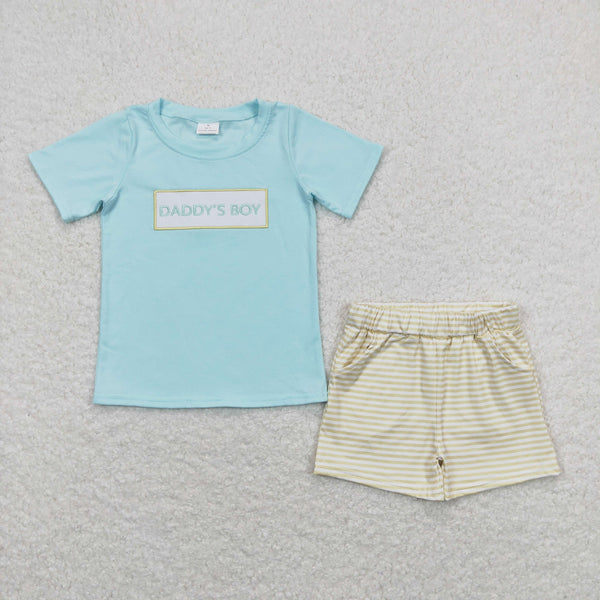 BSSO0522 baby boy clothes embroidery daddy?¡¥s boy summer outfits father's day clothes