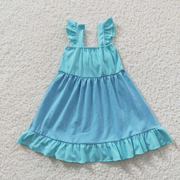 GSD0341 kids clothes girls blue princess dress girl party dress