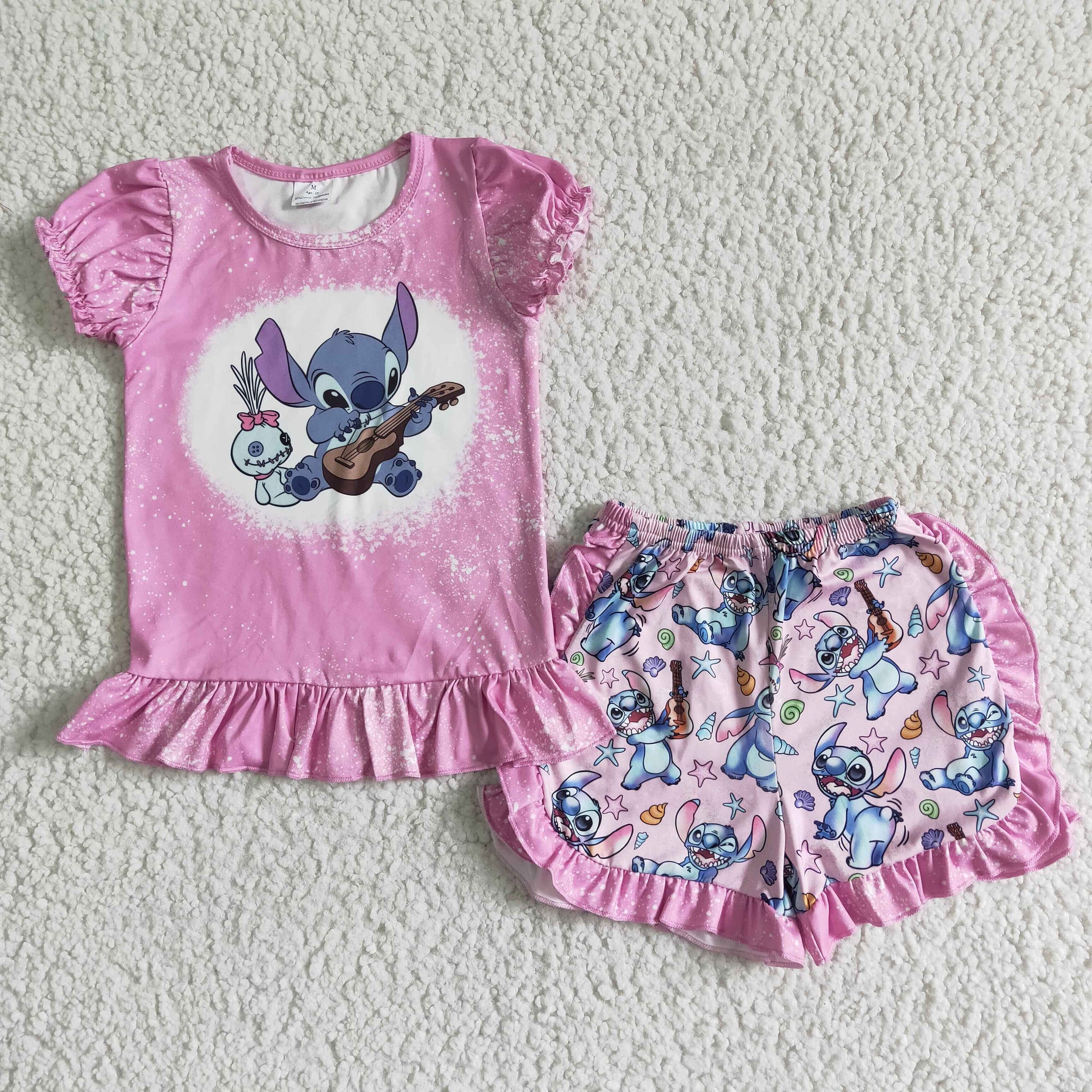 GSSO0015 kids clothing pink cartoon short sleeve set-promotion 2024.5.3 $5.5