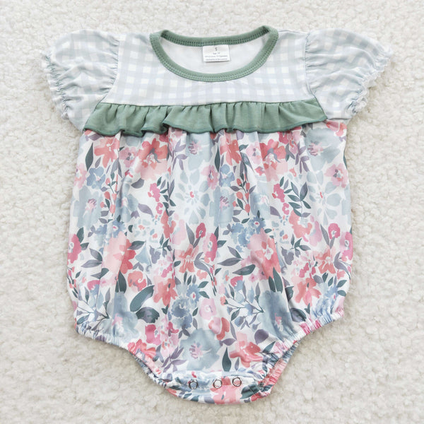 SR0345 baby girl clothes floral summer bubble