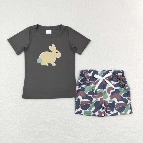 BSSO0401 baby boy clothes embroidery boy easter shorts set