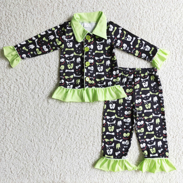 GLP0097 baby girl clothes green winter pajamas