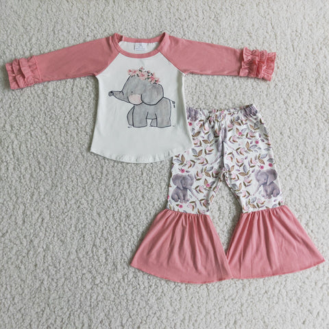 6 A28-18 girl pink elephant winter long sleeve set--promotion 2024.12.7 $2.99