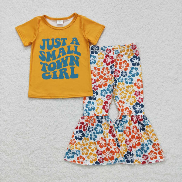 GSPO0926 baby girl clothes just a small town girl bell bottom outfit