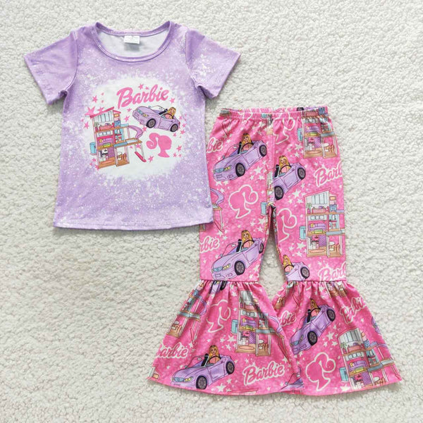 GSPO0798 RTS toddler girl clothes pink girl bell bottom outfit